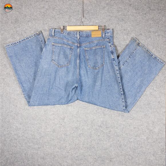 Cotton-On Wide Leg Jeans Blue Denim Adjustable Medium Wash Preppy Women's Sz 32 - Picture 5 of 12